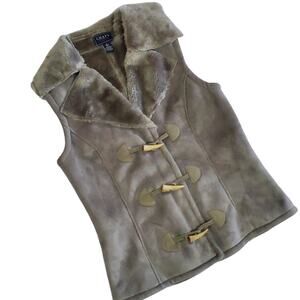 Chaps Denim Faux Suede Vest Gray Small